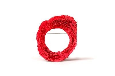 A circle of red yarn.