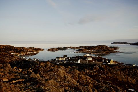 small homes along the shore on Fogo Island