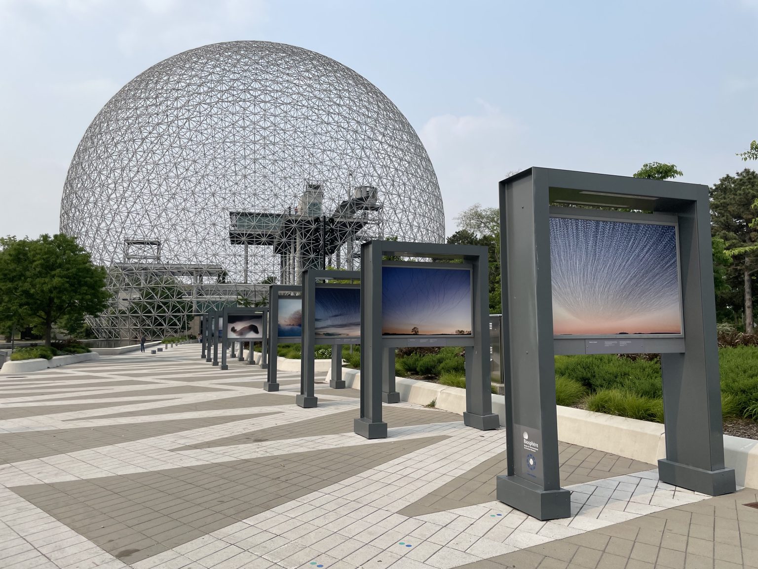 a view of Still / in motion, the exhibit I curated at the Biosphere in Montreal, on view through next summer