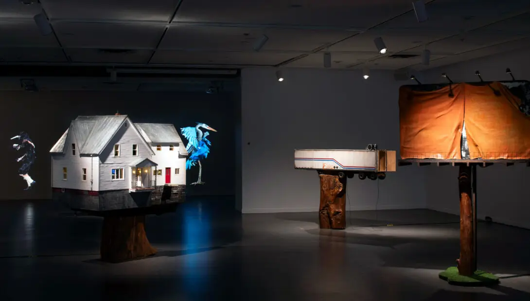 Strange Birds, multi-media project consisting of sculpture, costumes, video, music, and virtual reality, Dalhousie Art Gallery, 2024.