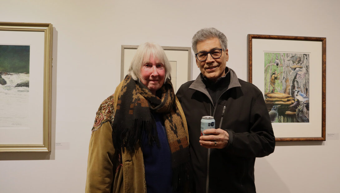 Artist Leonard Paul with his high school art teacher. Photo by Nour El Sabeh.